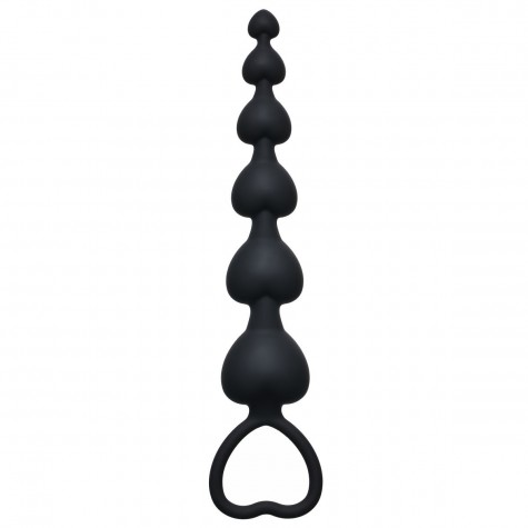 Чёрная анальная цепочка Heart's Beads Black - 18 см.