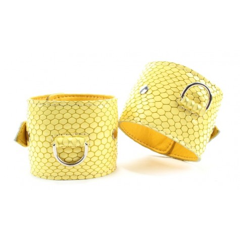 Кожаные наручники "Желтый питон"